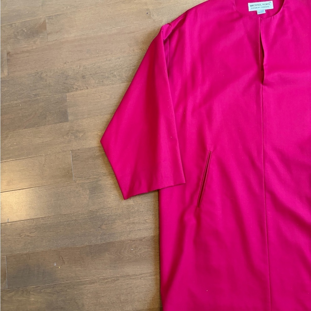Michael Kors Bergdorf Goodman Fuchsia Cape Wool Dress size PL - Picture 2 of 7